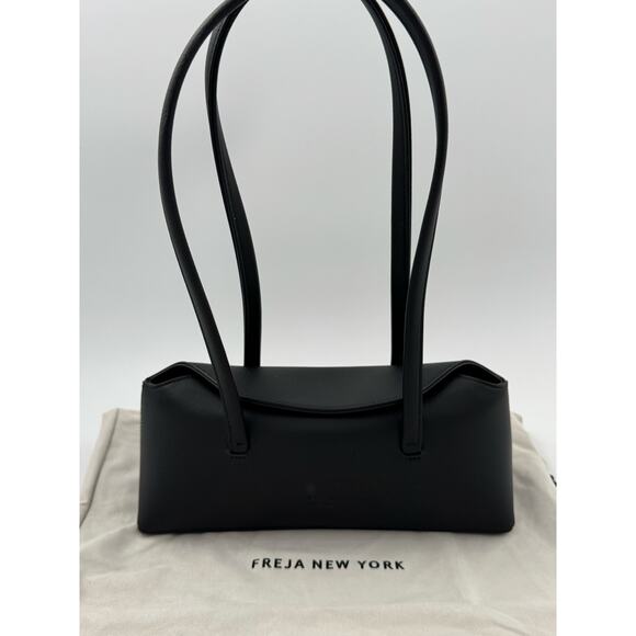 Freja New York Black “Linetta” Shoulder Bag – Vegan Leather Minimalist Tote - Picture 1 of 5